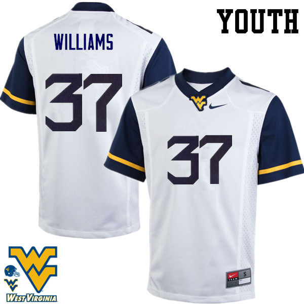 Youth #37 Kevin Williams West Virginia Mountaineers College Football Jerseys-White - Click Image to Close